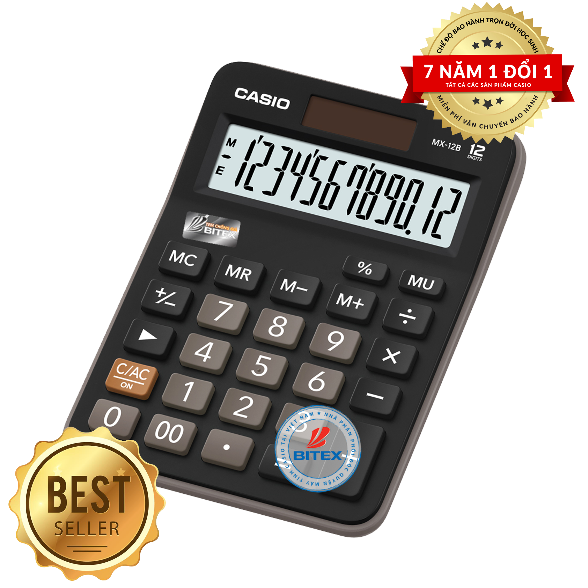 HCM](HÀNG CHÍNH HÃNG)Máy tính CASIO MX-12B hiển thị 12 số nhỏ gọn