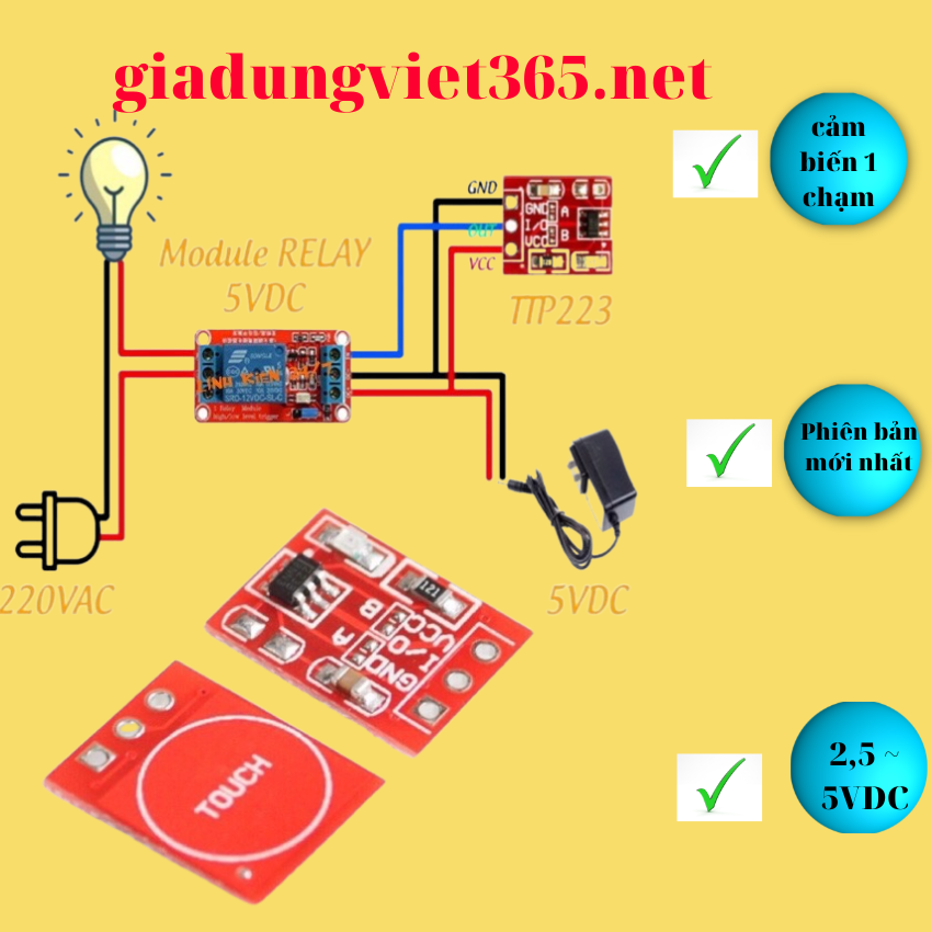 Module công tắc cảm ứng 1 chạm TTP223