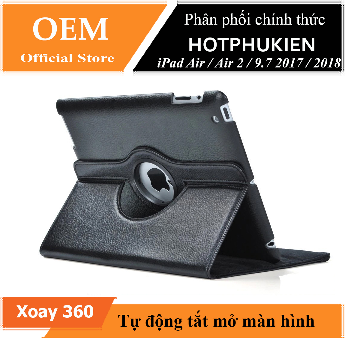 [HCM]Bao da dành cho iPad Air 2 xoay 360 độ chống bụi chấm thấm tiện lợi (Nâu)  - Phân phối bới HotPhuKien