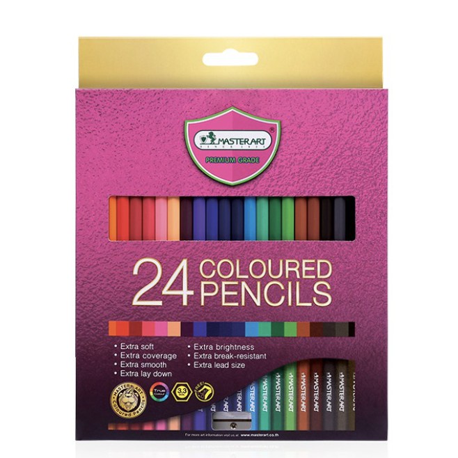 Bút chì màu gỗ 24 màu Master Art Series Thái Lan trong hộp chì màu tặng