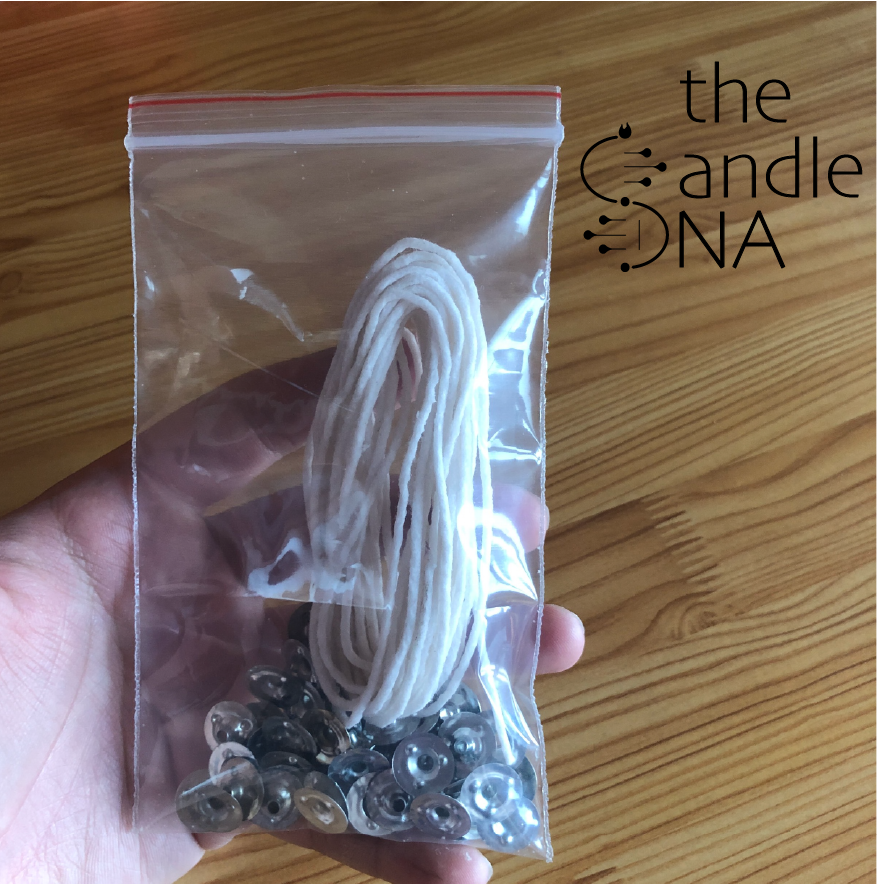 Bấc Nến (Tim Nến) Cotton Nhúng Sáp 5m + 50 Đế Kẹp bấc The Candle DNA