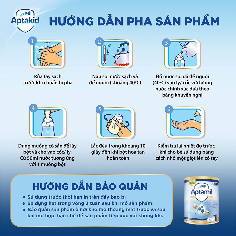 Sản phẩm dinh dưỡng Aptamil 1 Infant Formula, 0-12 tháng, 900g