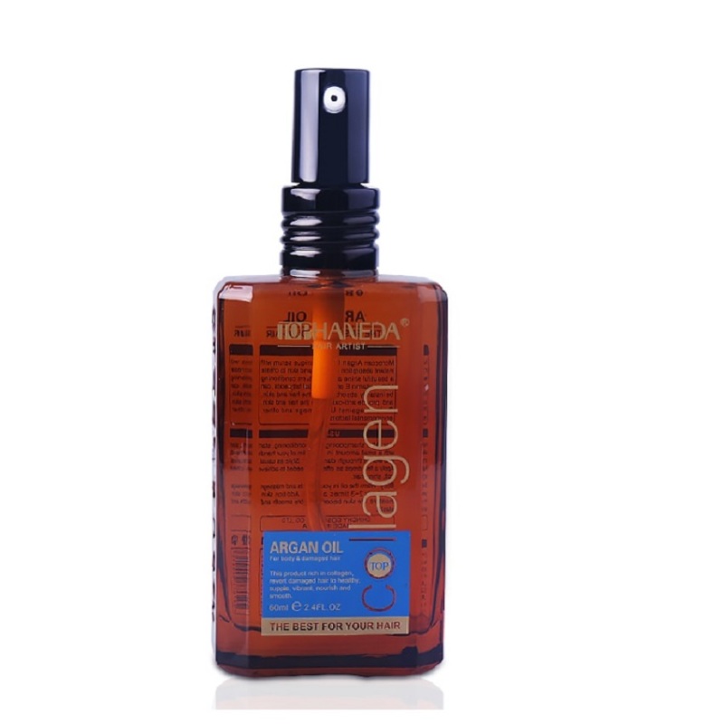 Tinh dầu dưỡng tóc khô yếu Top Haneda Collagen Argan Oil For Body & Damaged Hair, 60ml nhập khẩu