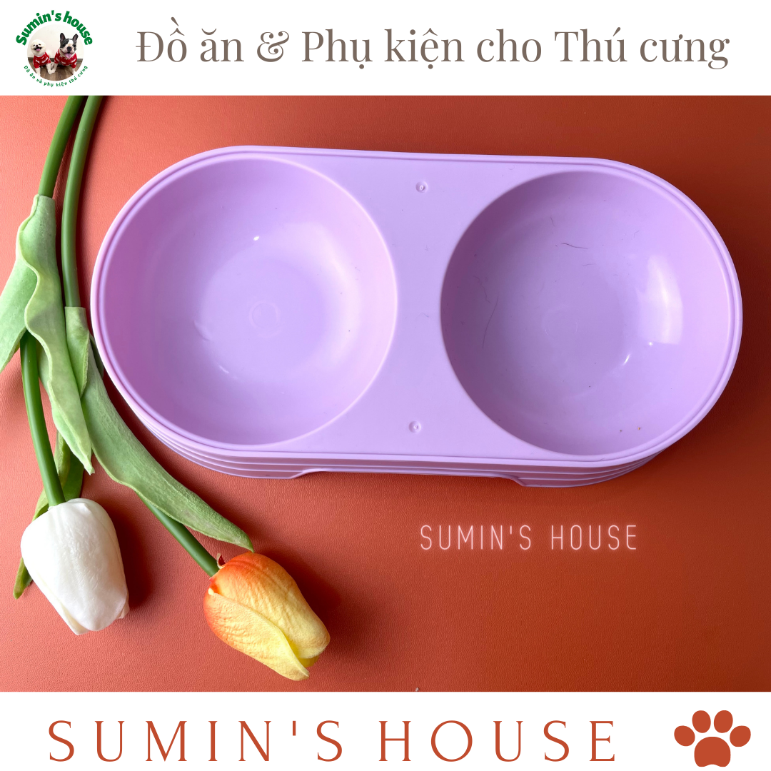 Bát ăn nhựa đôi cho chó mèo nhỏ