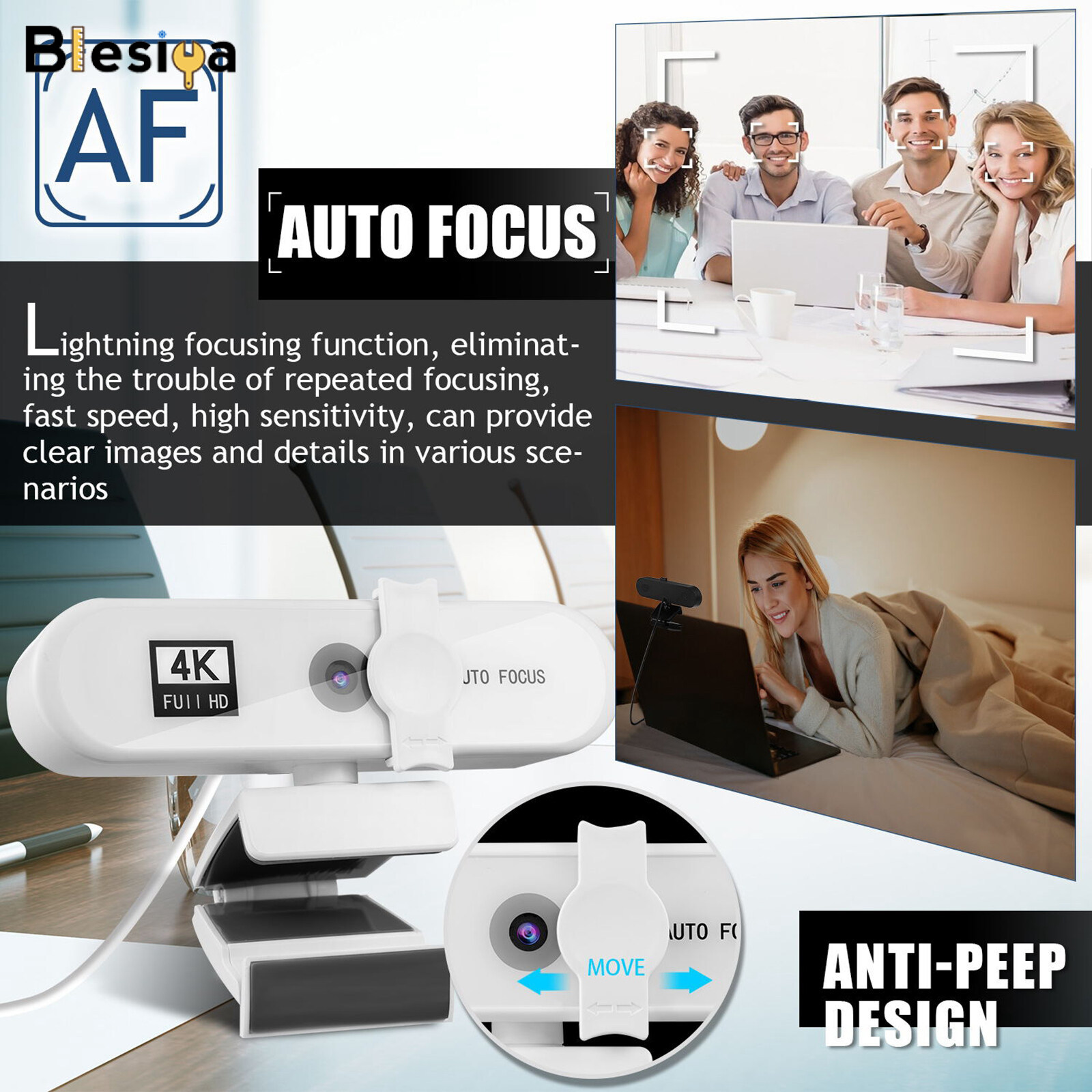 Blesiya webcam phát trực tuyến 4k full hd, tự động lấy nét để phát sóng trực tiếp