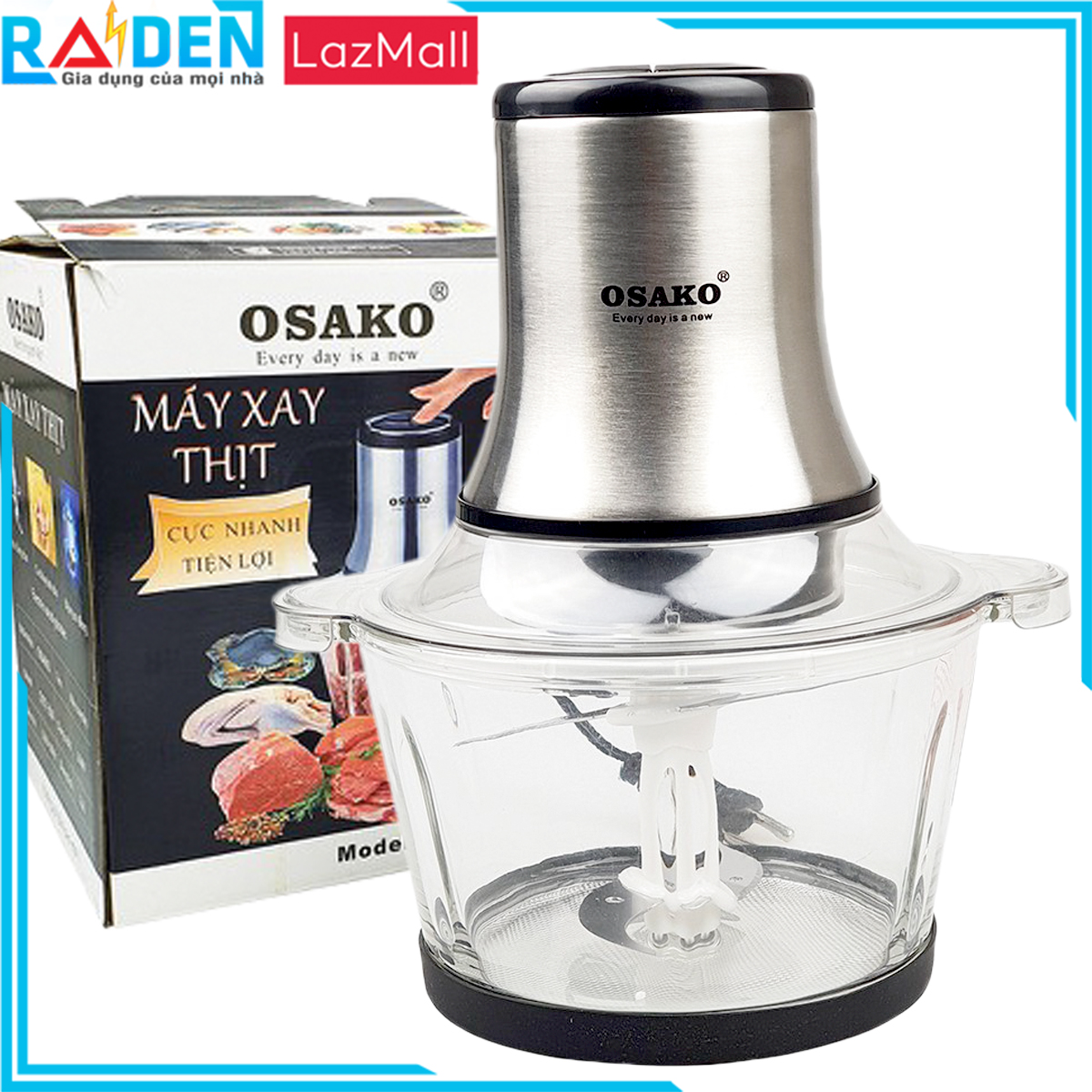 [GIẢM 10% TỐI ĐA 200K] Máy Xay Thịt 2L Osako OST-350 Công Suất 350W Cối Thủy Tinh Lưỡi Dao Inox Chuyên Dụng Xay Nhuyễn Thực Phẩm Nhanh Chóng -Hàng Chính Hãng - Dự kiến giao 24/6