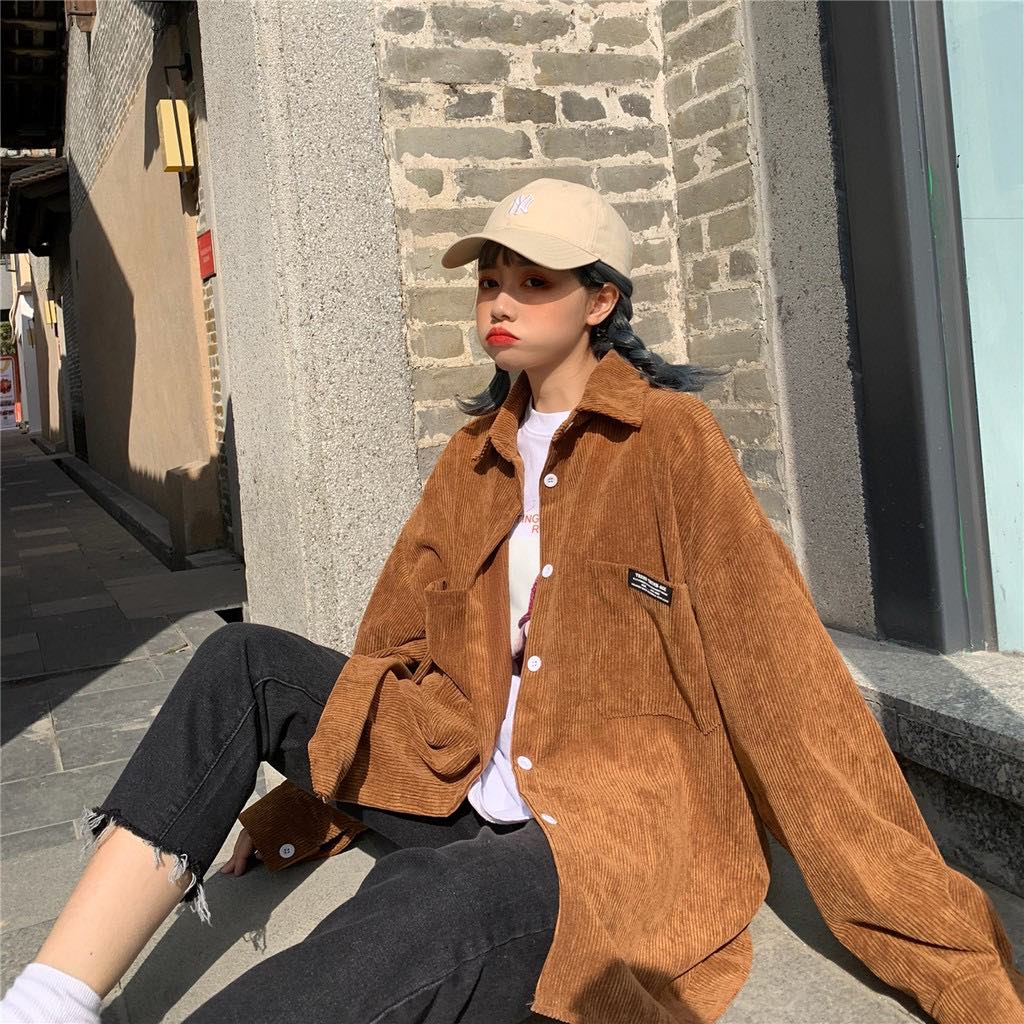ÁO SƠ MI NHUNG TĂM FORM RỘNG UNISEX