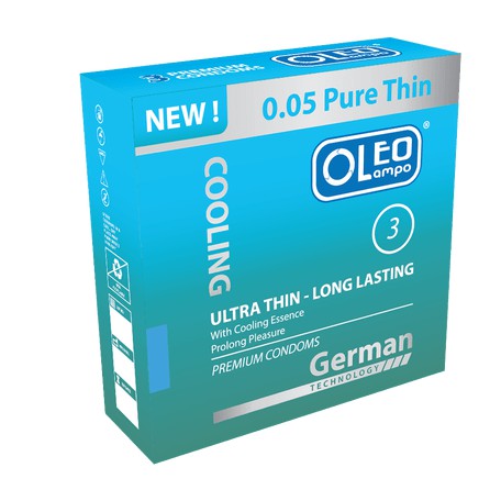 [HCM]Bao cao su Oleo Lampo Cooling Siêu mỏng Kéo dài thời gian mát lạnh Hàn Quốc - 3 cái