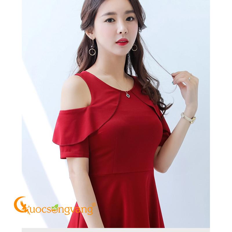 Váy đầm công sở đầm xòe hở vai GLV054