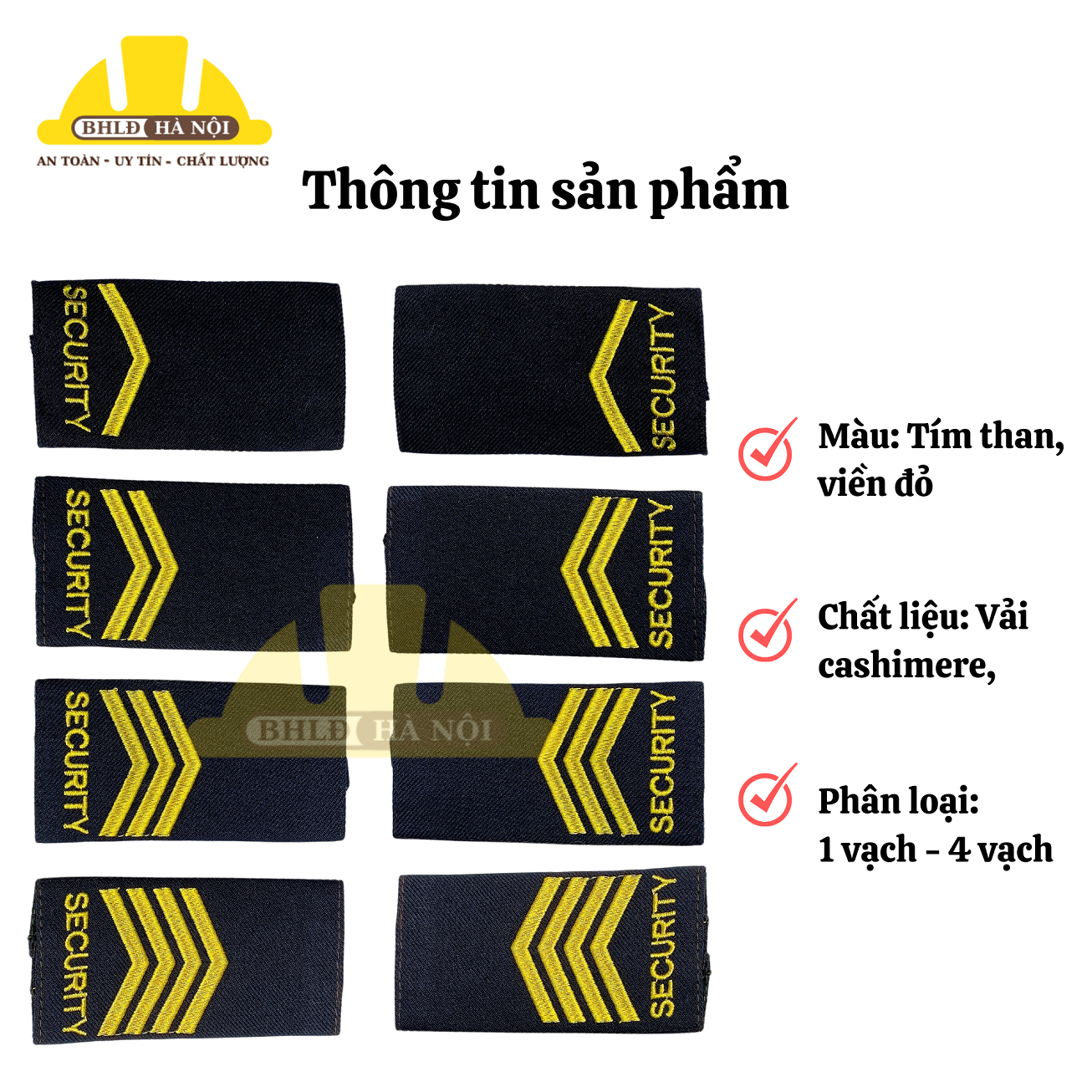 Cầu vai ống bảo vệ  thêu SECURITY