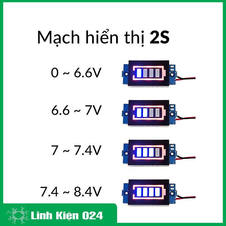 Mạch hiển thị mức năng lượng pin 1s / 2s / 3s / 4s đo dung lượng pin, acquy