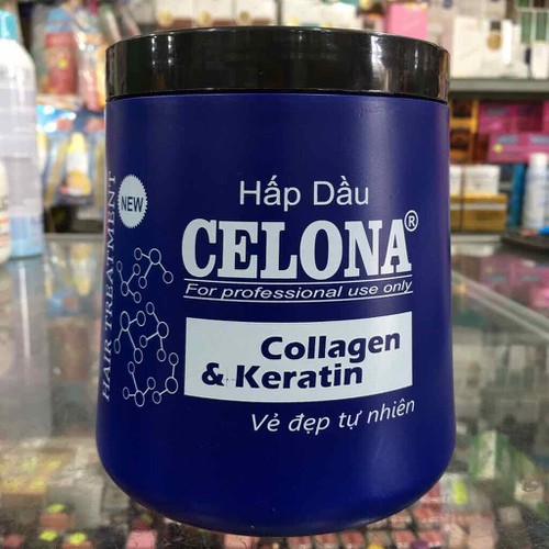 Hấp dầu Celona Collagen & Keratin vẻ đẹp tự nhiên 1000ml - xanh đậm