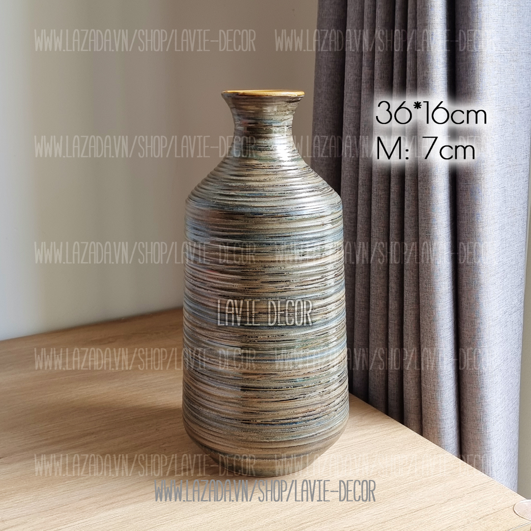Lọ hoa gốm sứ men hỏa biến ánh bạc Bát Tràng