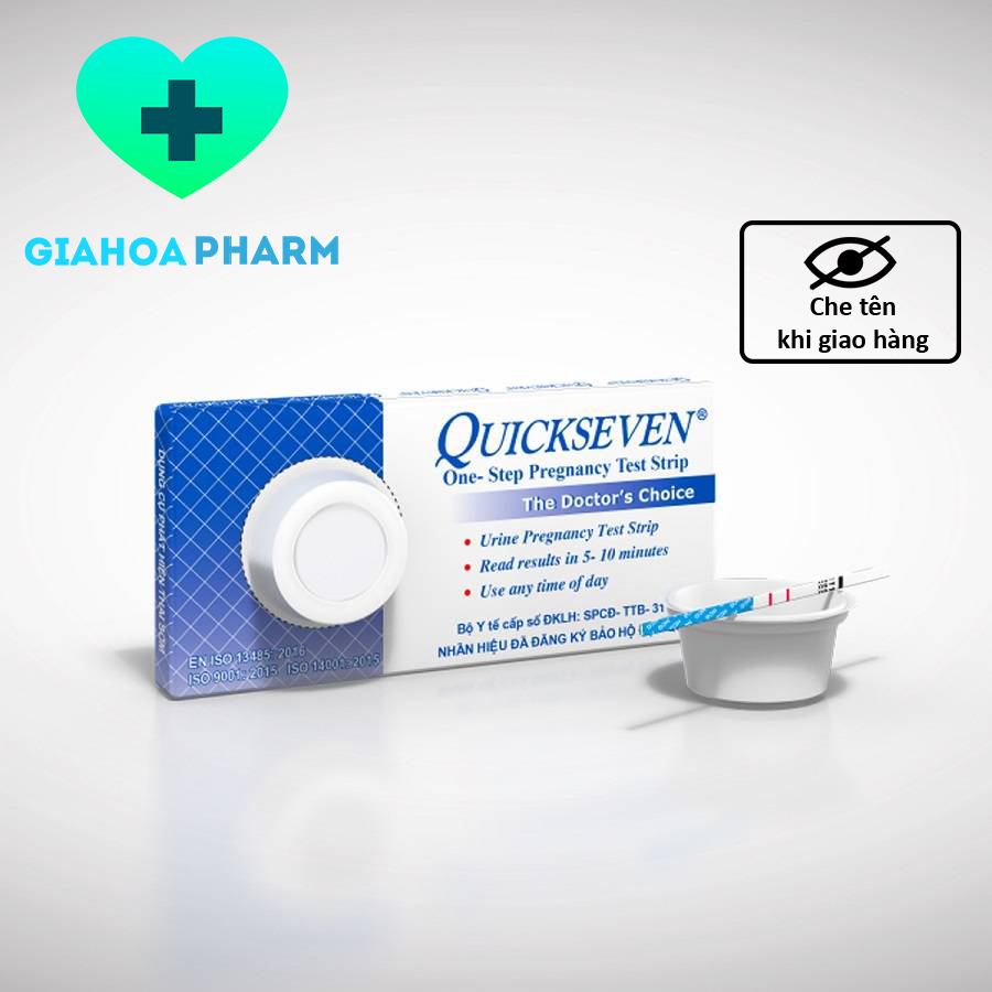 [CHÍNH HÃNG] Que thử thai Quickseven (Tanaphar) -  Dụng cụ test phát hiện thai sớm, chính xác, nhanh chóng [CÓ CHE TÊN]
