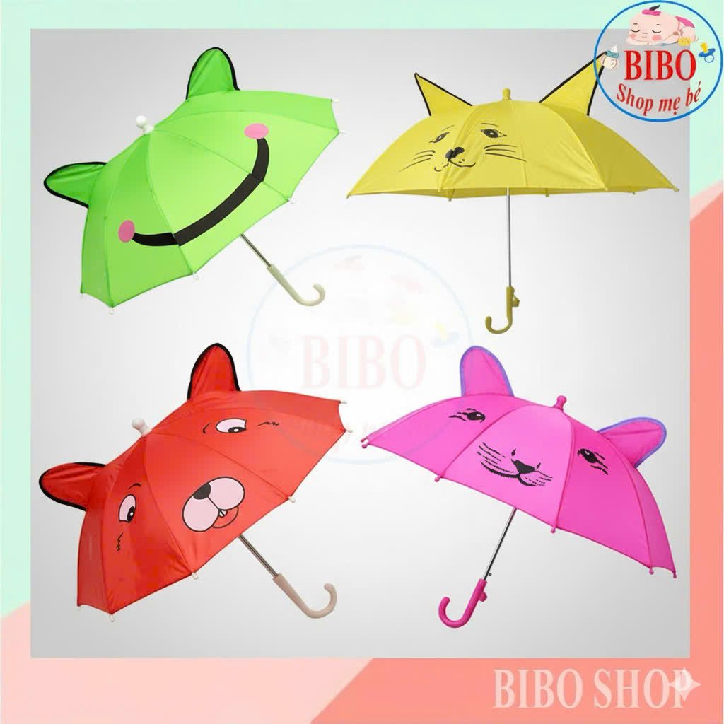 Ô dù trẻ em bé trai bé gái có tai họa tiết động vật chống nắng chống nước chống thấm