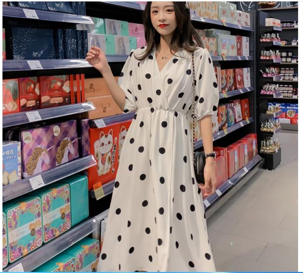 [HCM]ĐẦM BẦU VÁY BẦU CÔNG SỞ CHẤM BI TO 2 MÀU  ĐEN /TRẮNG