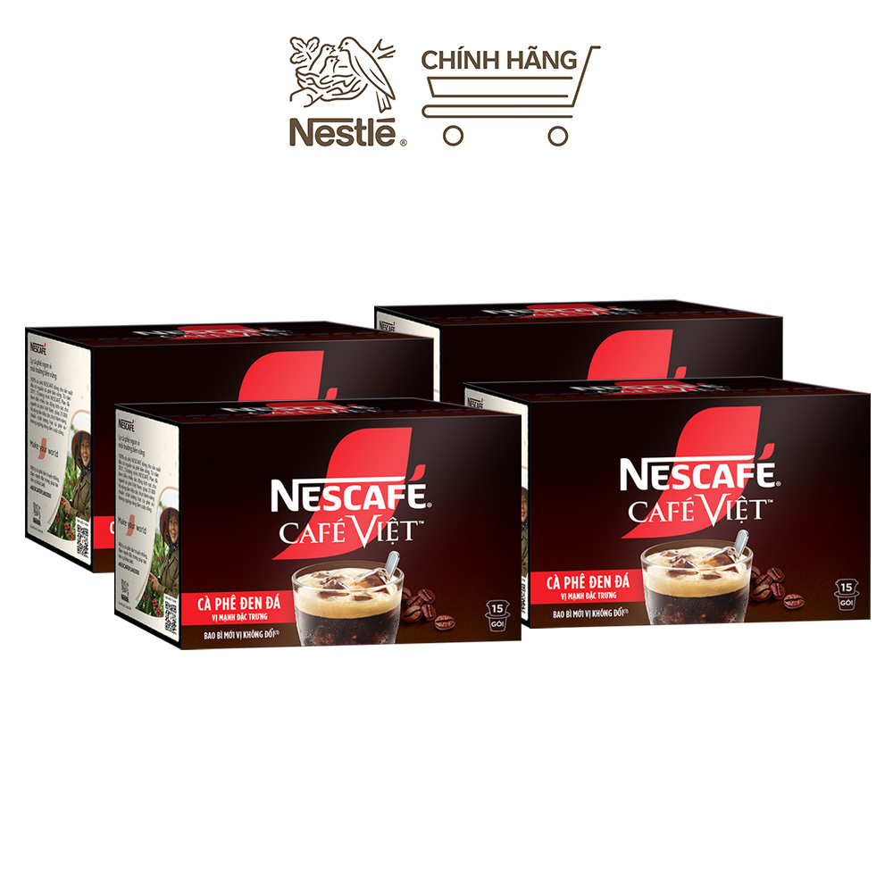 [ƯU ĐÃI THÁNG 6][FREESHIP HCM] Combo 4 hộp Cà phê đen hòa tan NESCAFÉ CAFÉ VIỆT (16g x 15 gói)