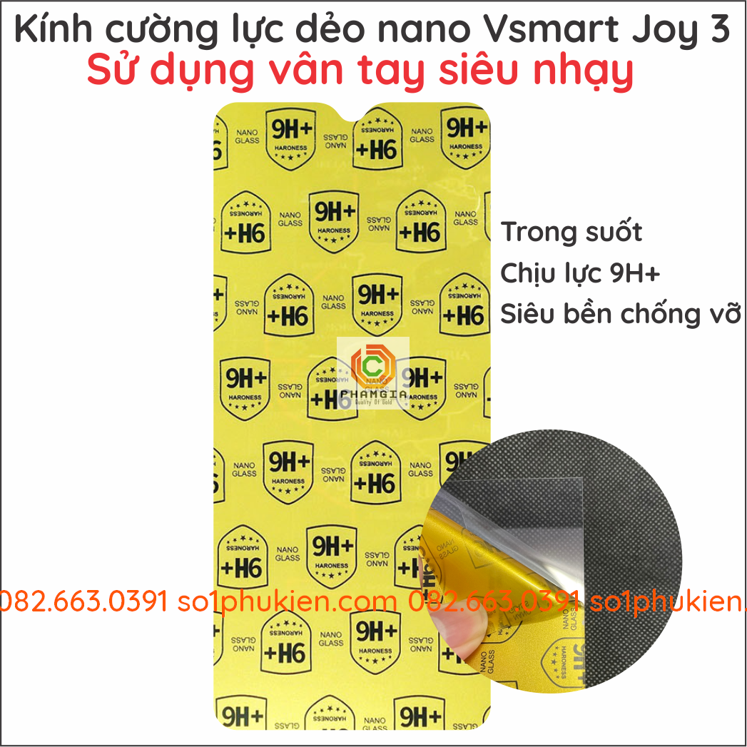 Dán cường lực dẻo nano vsmart joy 3 trong suốt