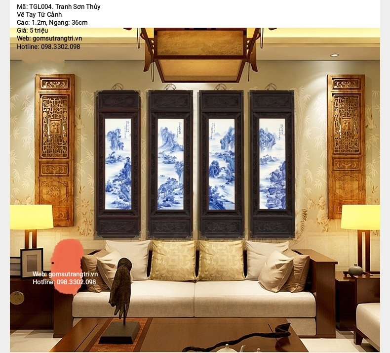 TRANH SƠN THỦY vẽ tay TỨ CẢNH