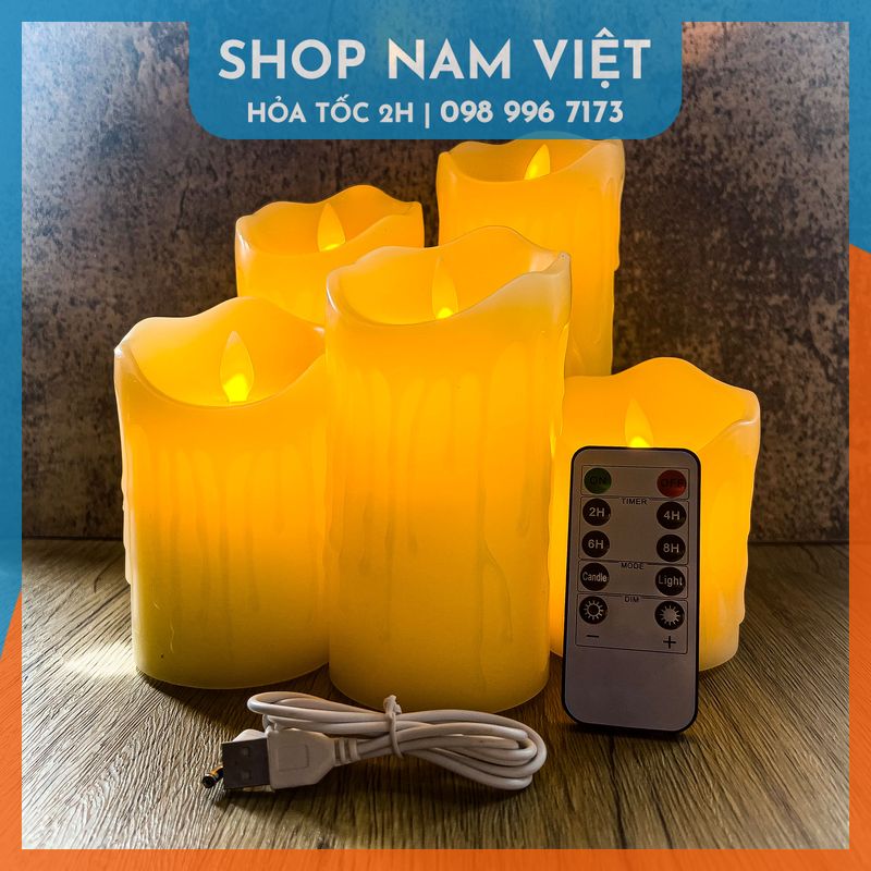 Nến Điện Tử Tim Lắc Thân Sáp Siêu Thật
