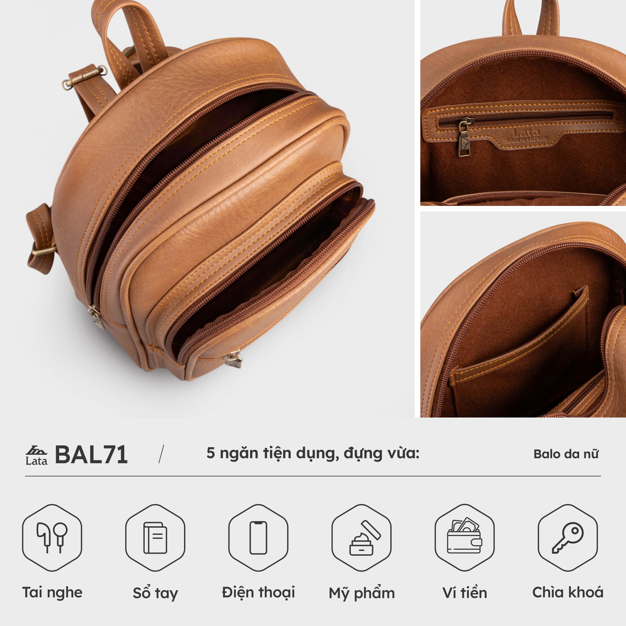 Balo da nữ mini cao cấp LATA BAL71