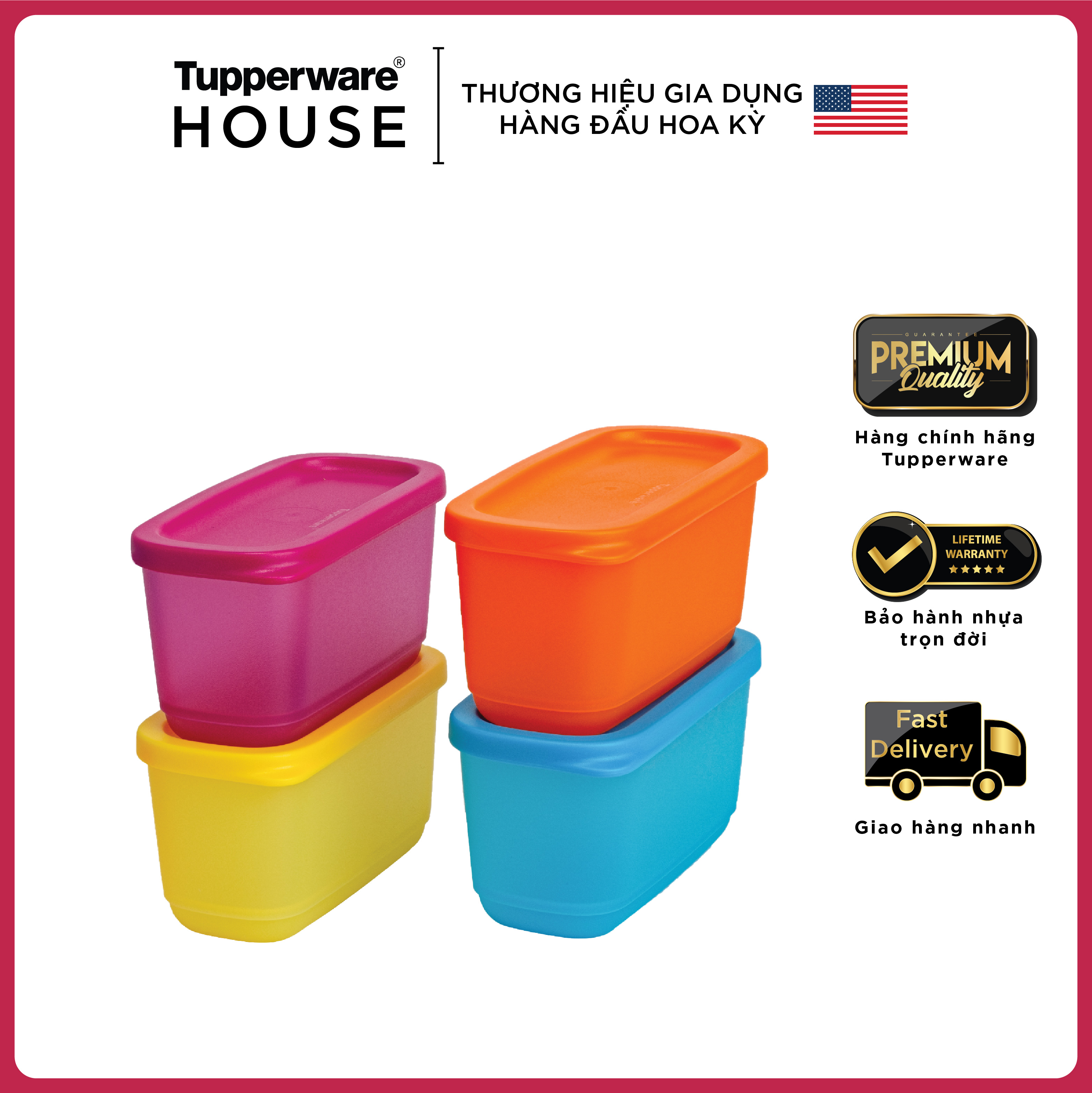 Bộ hộp bảo quản thực phẩm Tupperware Mini Rectangular 250ml (Set 4)