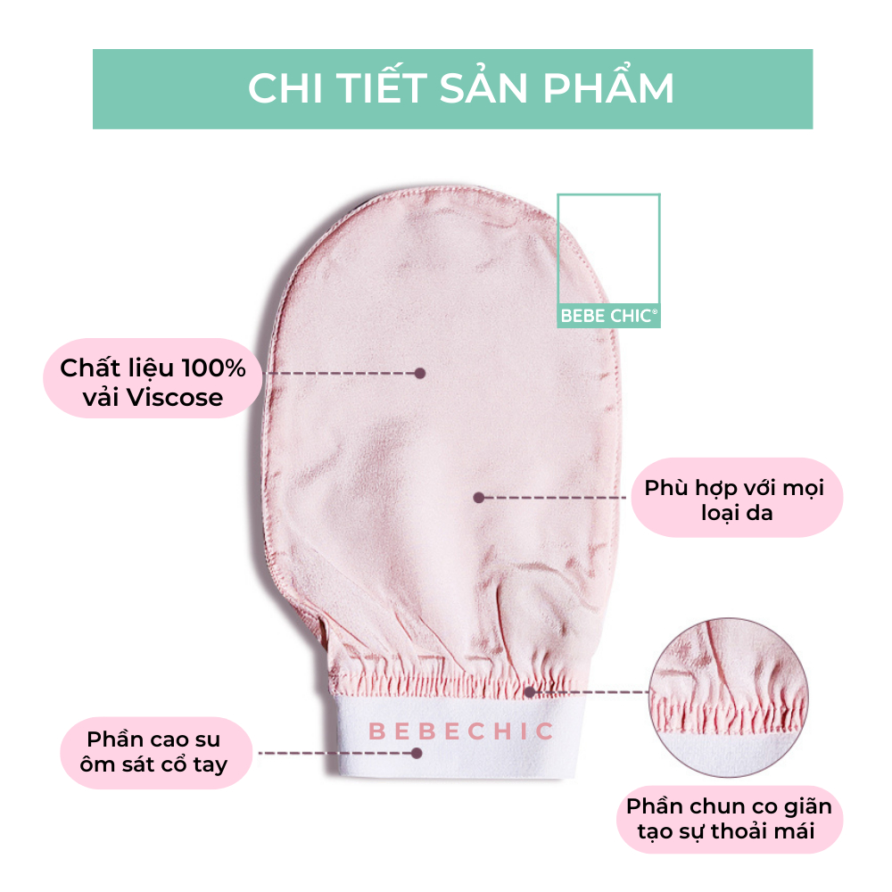 Găng Tay Tẩy Da Chết Làm Sạch Da Cao Cấp BEBECHIC