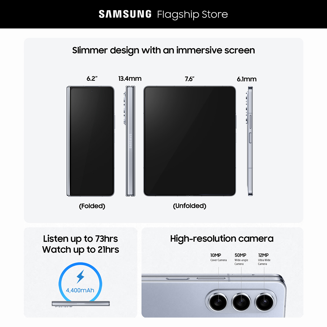 Điện thoại Samsung Galaxy Z Fold5 - Điện thoại AI - Bản lề Flex gập không kẽ hở - Màn hình siêu rộng 7.6"