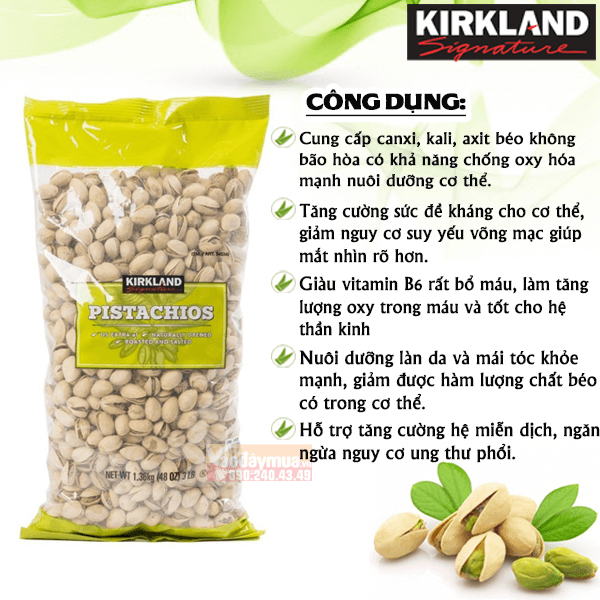 Hạt dẻ cười Kirkland gói 1,36kg