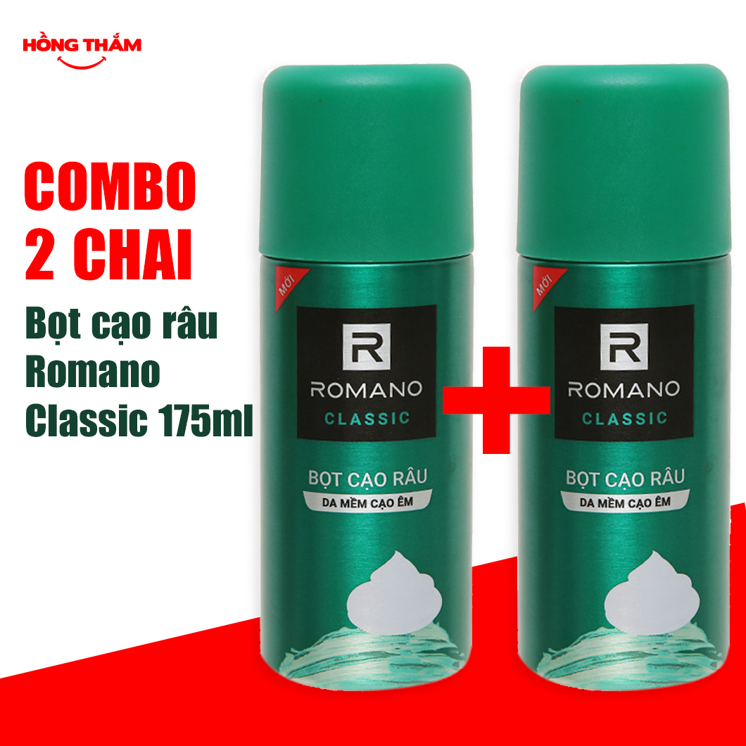 COMBO 2 Chai Bọt cạo râu Romano Classic 175ml (hongthamshopcom)
