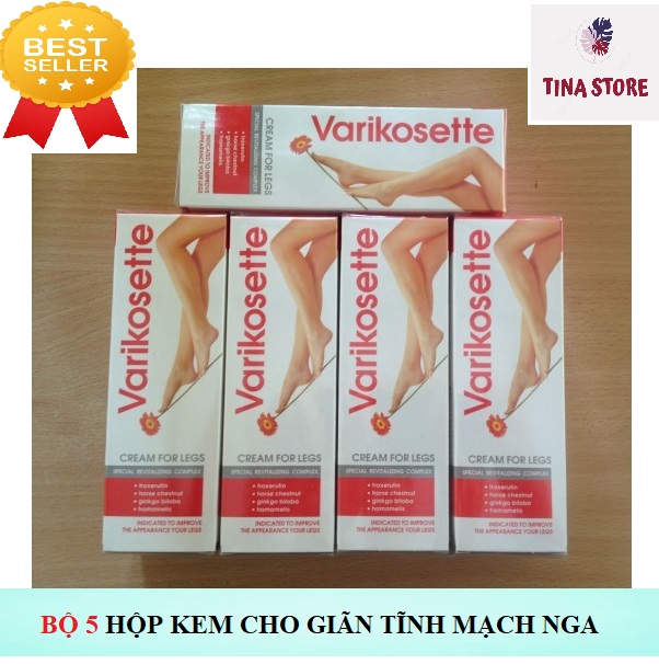 Combo 5 Hộp Kem Cho Giãn Tĩnh Mạch Varikosette Nga