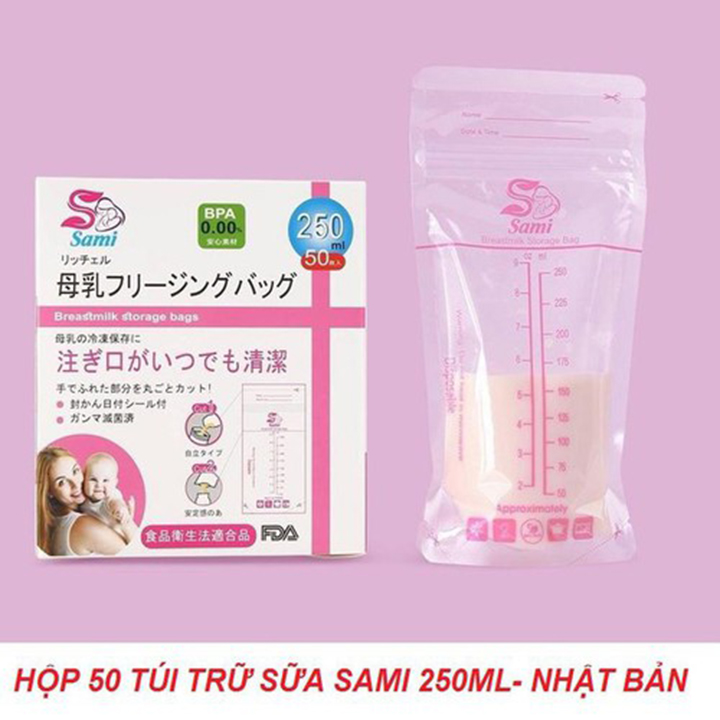[HCM]Hộp 50 túi trữ sữa Sami Nhật Bản (loại 250ml)