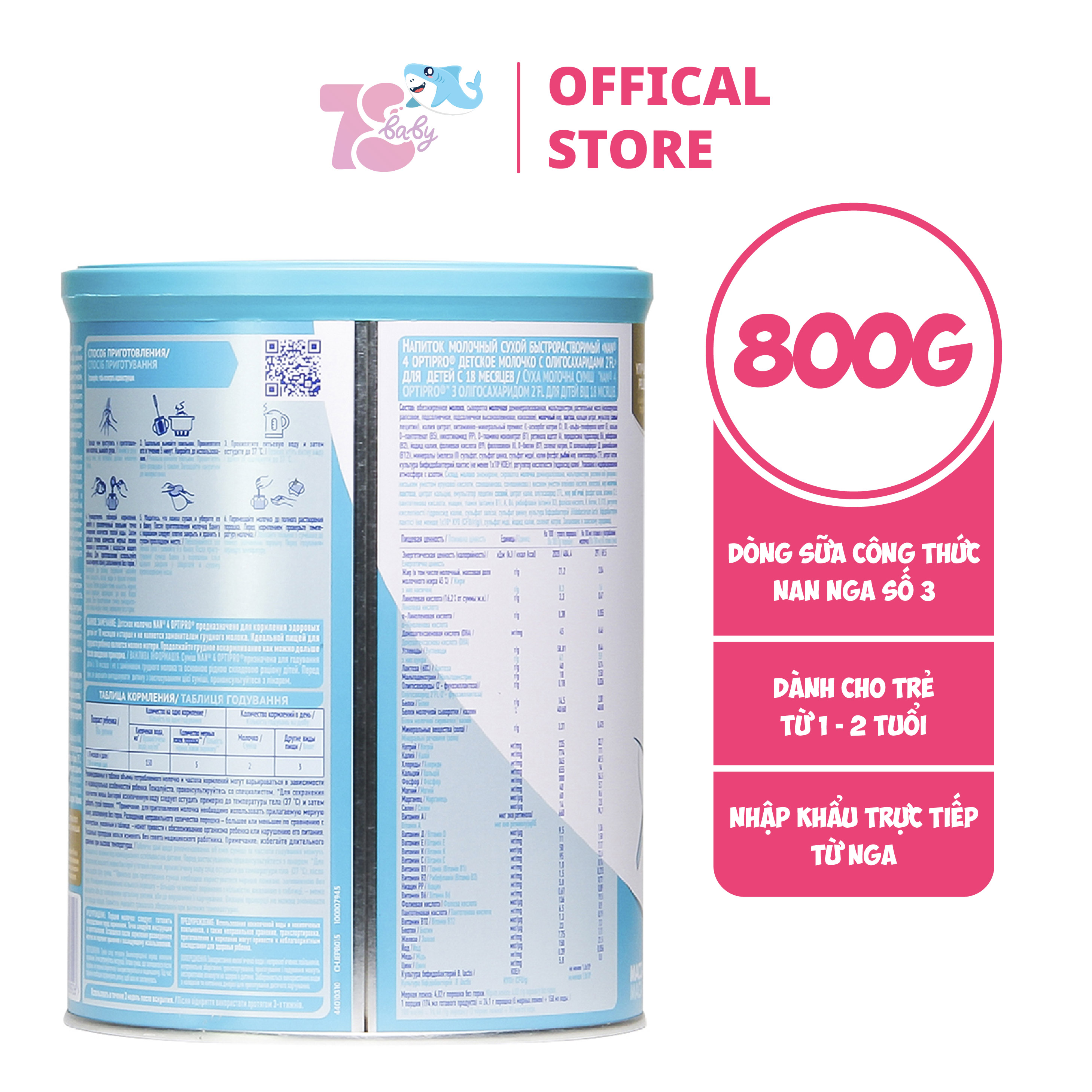 SỮA BỘT NAN NGA ĐỦ SỐ 1,2,3,4 800G
