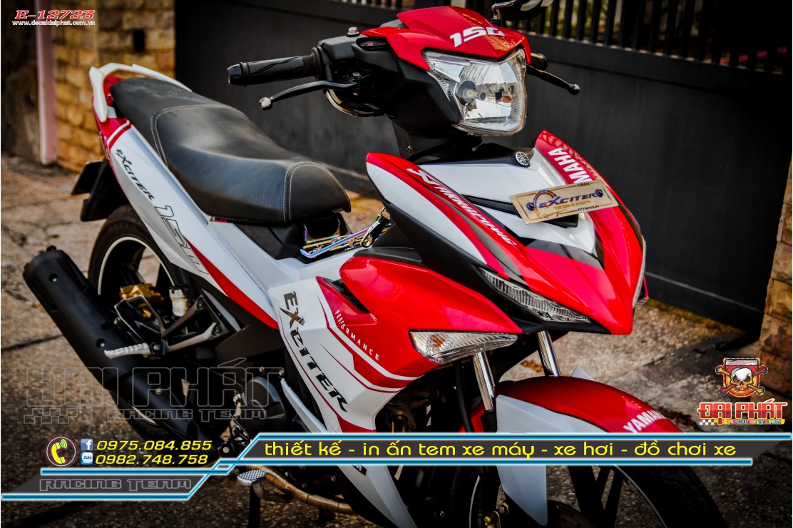 Tem Trùm Xe Exciter 150 Ducati Trắng Đỏ - E-12723