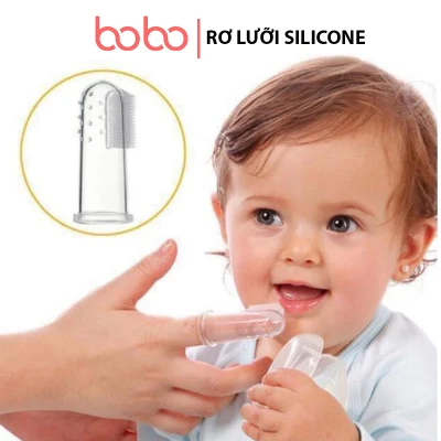 Bàn chải silicon cho bé, ban chai silicon, Rơ lưỡi silicon xỏ ngón chống tưa miệng dai mềm cao cấp an toàn cho bé