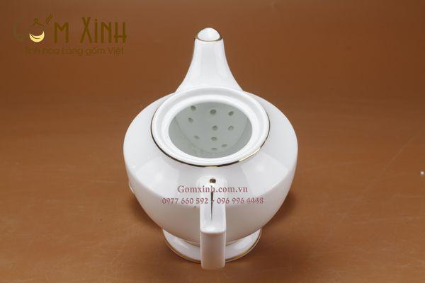 Bộ ấm chén Bát Tràng dáng Cúp cỡ S2 vàng kim