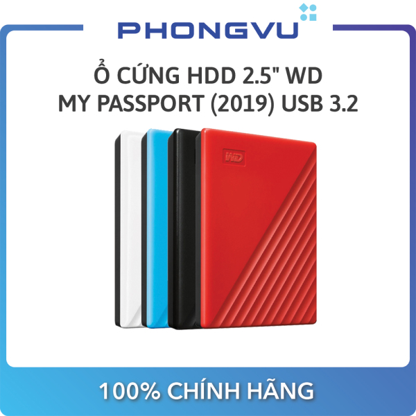 Ổ cứng HDD 2.5 WD My Passport (2019) USB 3.2 (Đen/Đỏ/Trắng/Xanh dương) - Bảo hành 36 tháng