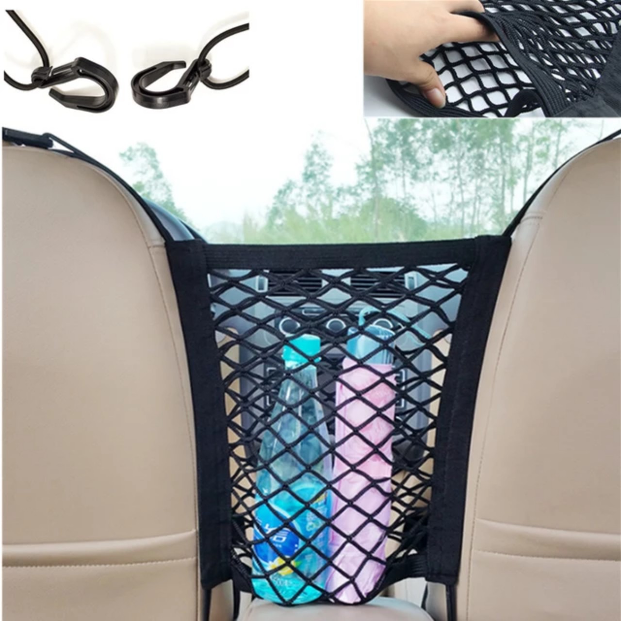 Túi lưới để đồ cài ghế xe hơi co dãn 4 chiều
