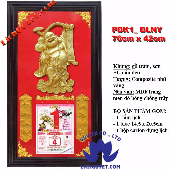 LỊCH GỖ PHÙ ĐIÊU CAO CẤP DI LẶC NHƯ Ý ĐỎ