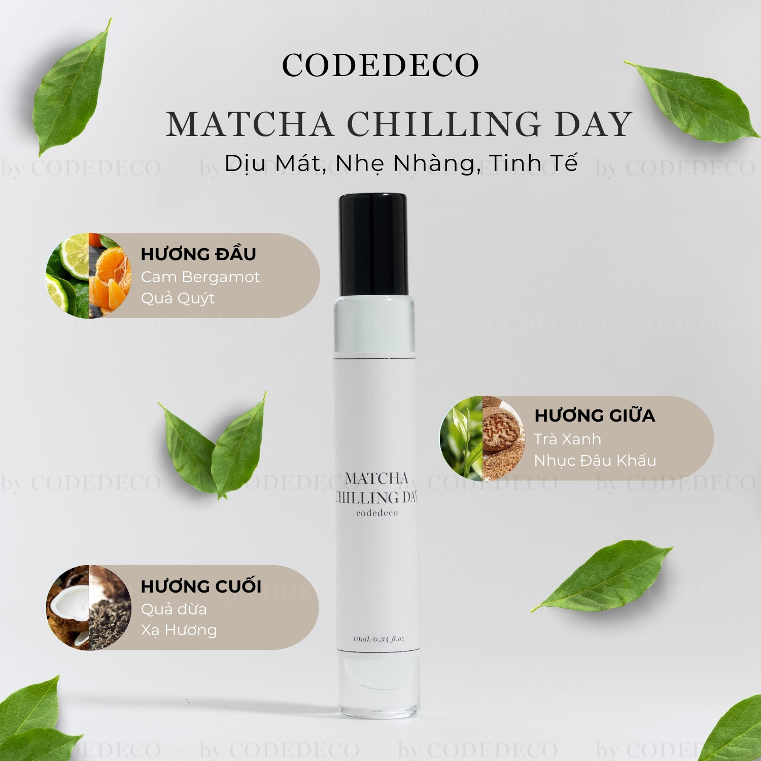 Tinh dầu nước hoa CODEDECO Matcha Chilling Day 10ml dạng lăn