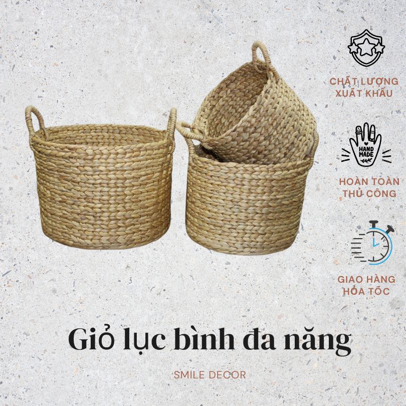 Round water hyacinth baskets