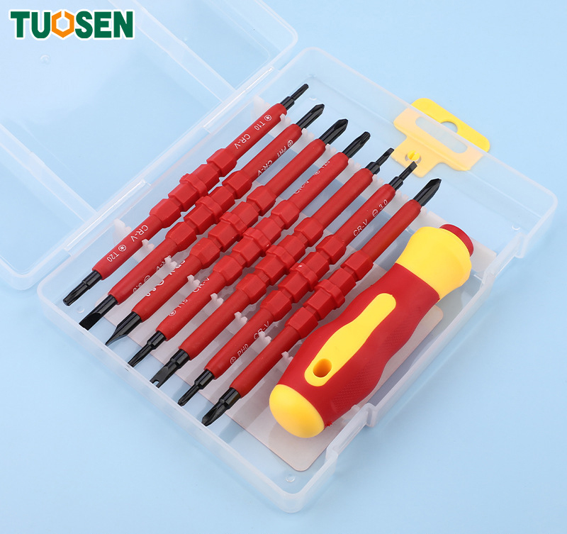 Bộ 8 tô vít đặc biệt: tô vít chữ thập, tô vít 4 cạnh, tô vít chữ u, tô vít tam giác 3 cạnh...; có từ tính mạnh tuosen