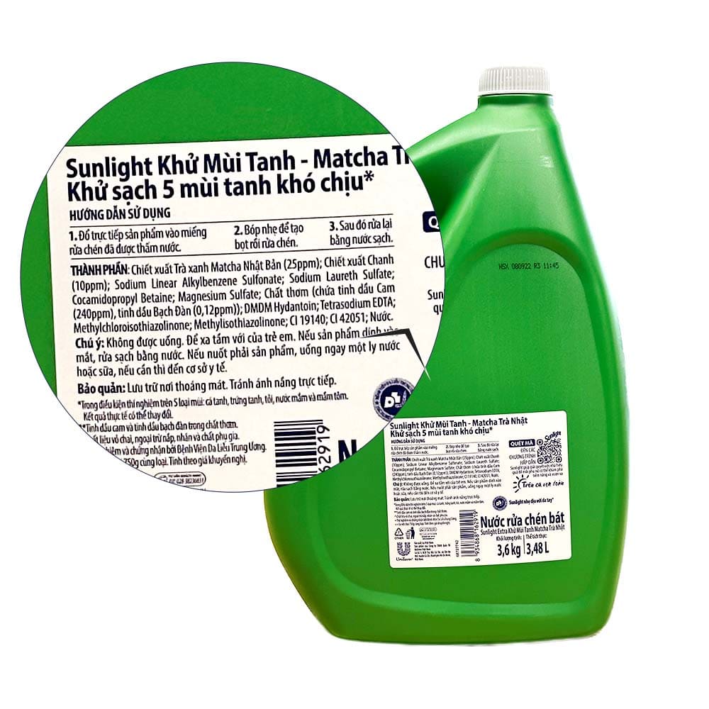 Nước rửa chén Sunlight trà xanh 3.6kg
