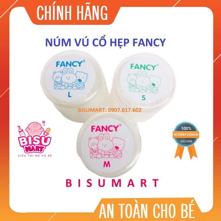 Núm Vú cổ hẹp cho bé Silicone Siêu Mềm núm Ly Fancy