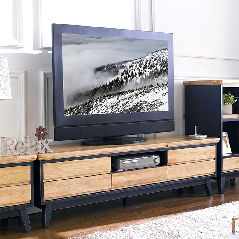 [Freeship][Trả góp 0%] Tủ kệ tivi (TV) 5 ngăn kéo IBIE NB-Blue gỗ cao su màu xanh phối tự nhiên