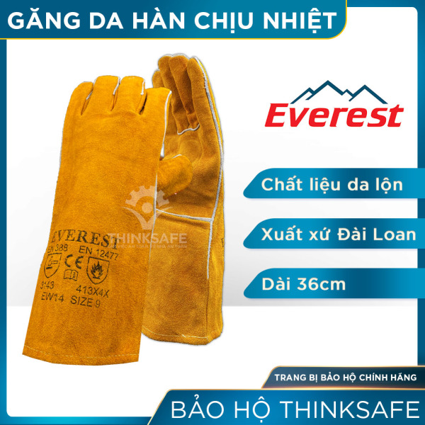Bảng giá Găng tay da hàn Everest EW14 bao tay chống cháy chịu nhiệt/ tia lửa văng bắn chuyên dùng hàn que (vàng) - Bảo hộ Thinksafe