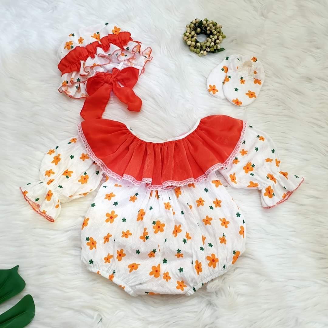 Body bé gái mai cam 💕tặng kèm non💕 siêu cute size 4-12kg,