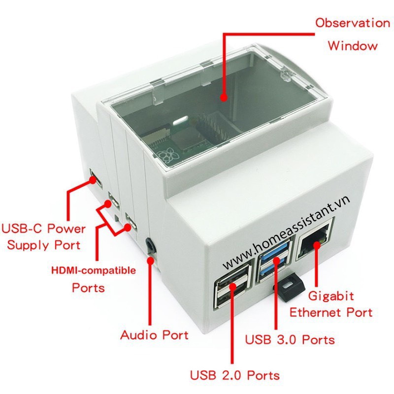 Case Nhựa Cài Thanh Din-Rail Tủ Điện Cho Raspberry Pi 4
