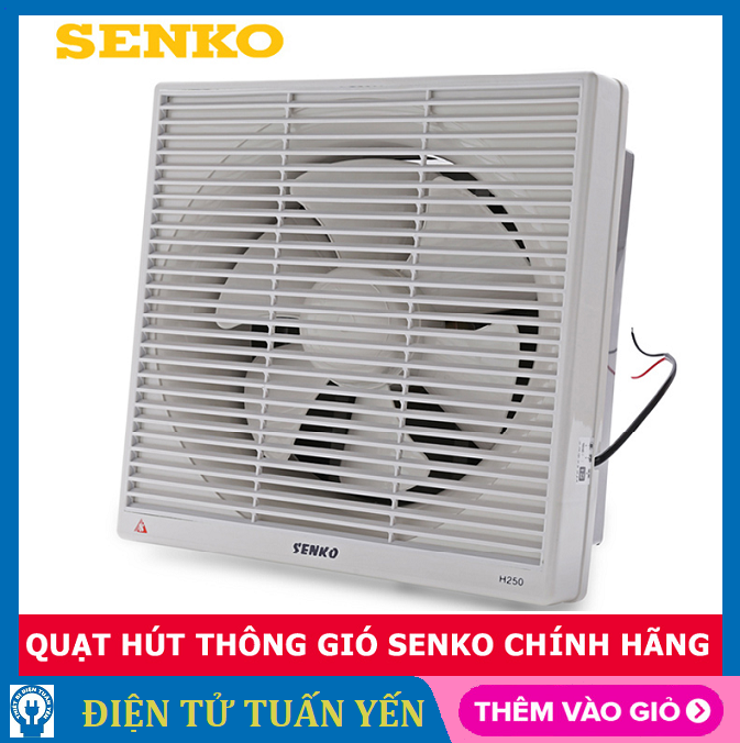Quạt hút thông gió Senko H250 40W gắn tường hút 2 chiều, khoét lỗ 30cm - Hàng chính hãng