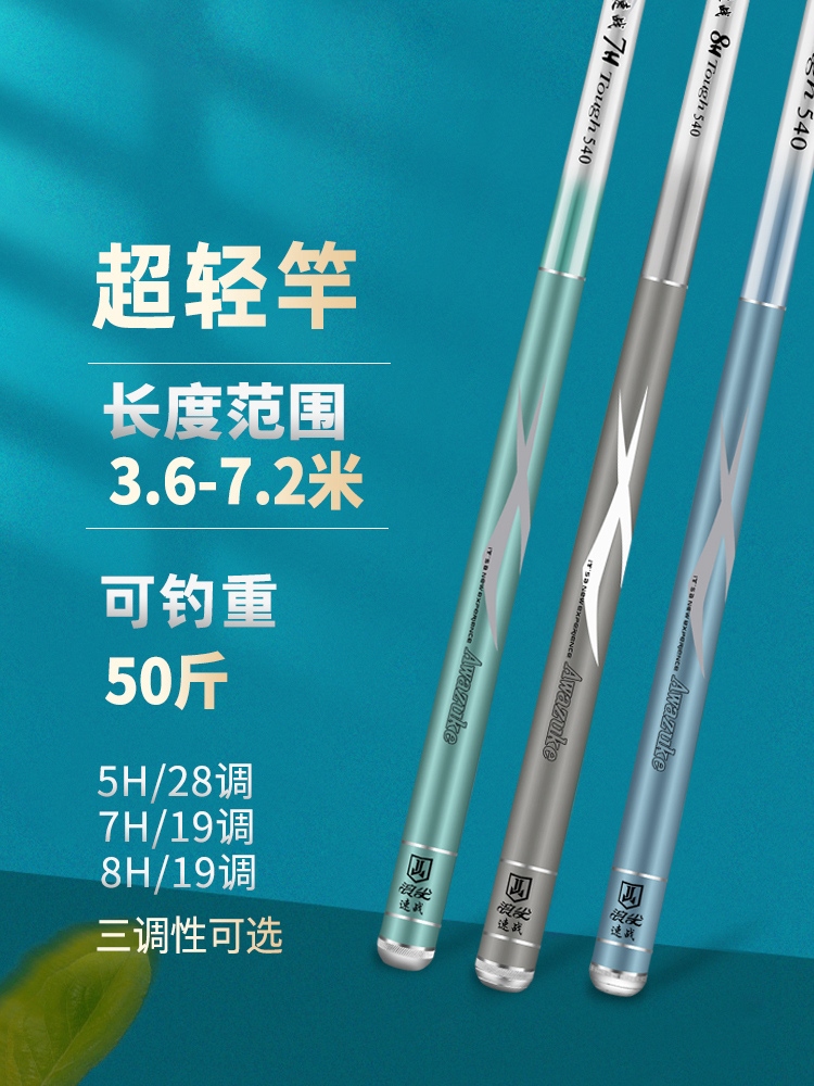 经久耐用 浪尖速战台钓竿超轻硬28调19高碳素鲤鱼竿长节手竿钓鱼竿进口大物